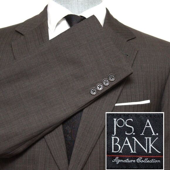 Jos A Bank Mens Suit 2 Piece Set Size 41L Jacket Blazer Pants Wool D040222 - Picture 13 of 16